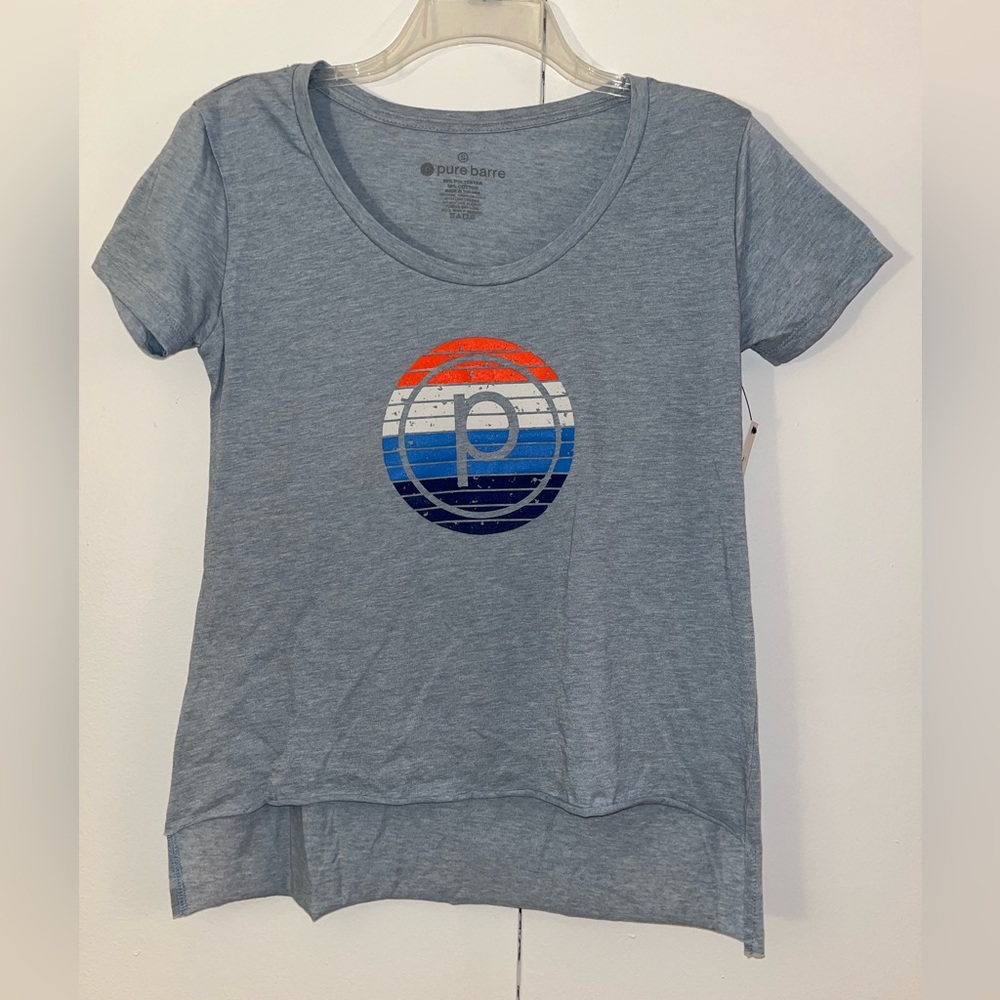 Pure Barre light blue/gray tee. Size S small, new with tags NWT